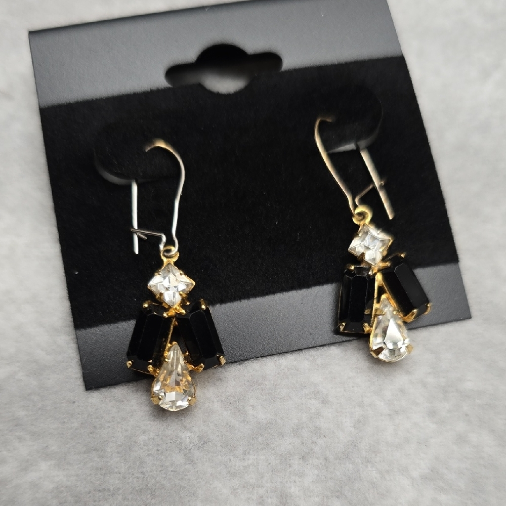 Black And White Rhinestone Earrings